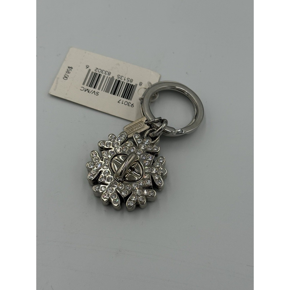 Coach Snowflake Crystal Detachable Keychain Charm Silver Holiday 93017 NWT - Picture 2 of 13